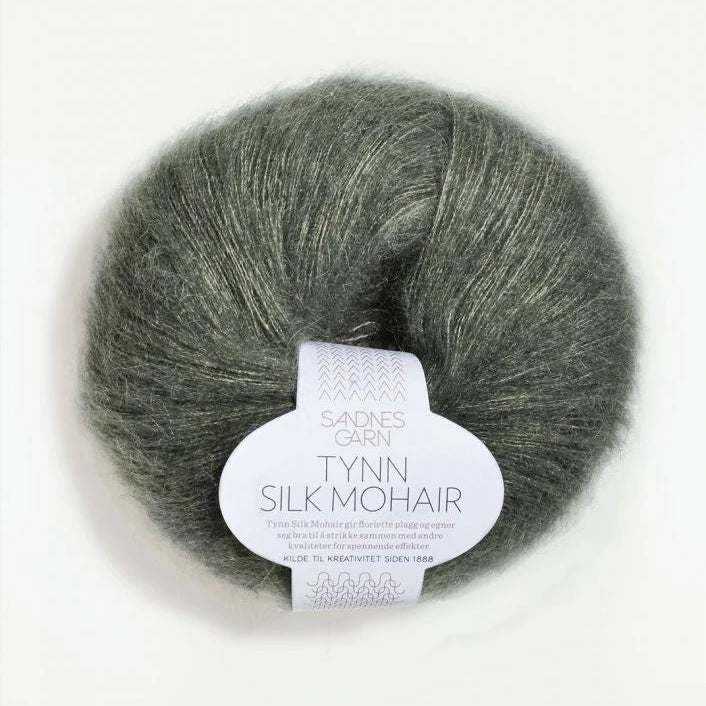 Tynn Silk Mohair Sandnes Garn, 9071 Støvet Olivengrønn