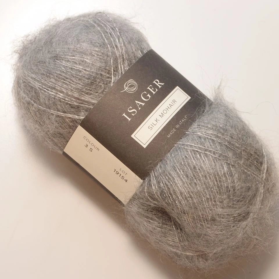 Silk Mohair Isager, 3s Silver Grey