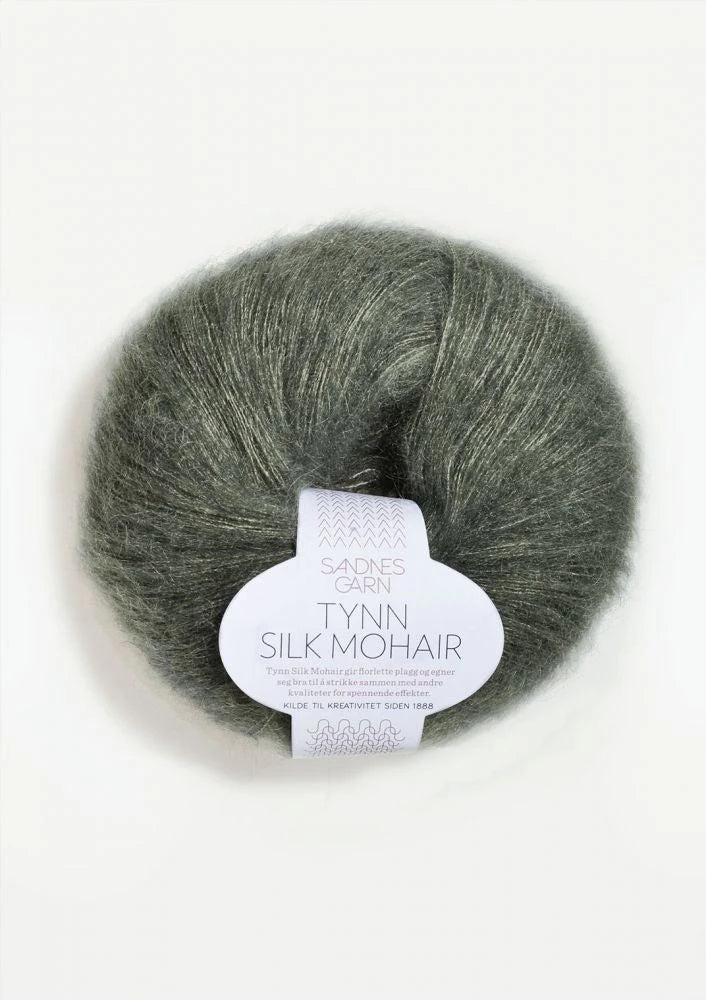 Tynn Silk Mohair Sandnes Garn, 9071 Støvet Olivengrønn